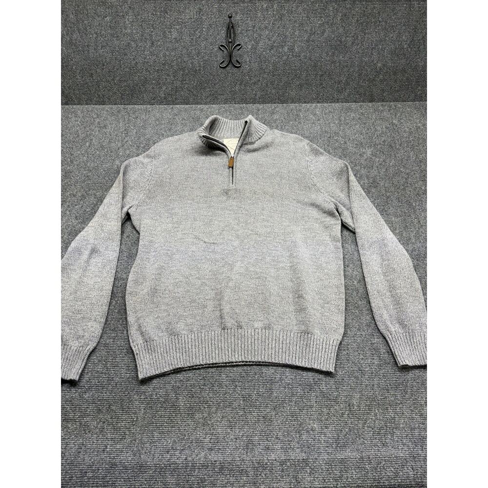 St Johns Bay 1/4 Zip Sweater Men’s Size L Gray Long Sleeve Mock Turtle Neck